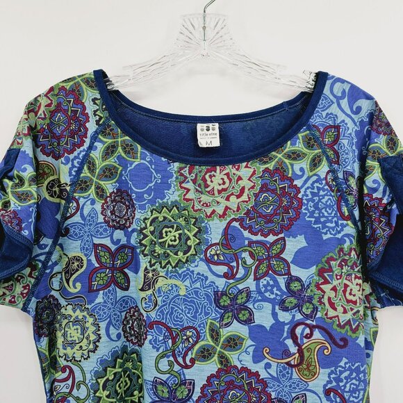 Title Nine Dress Athena Athletic M Blue Floral Paisley Short Tab Raglan Sleeve - Picture 4 of 12